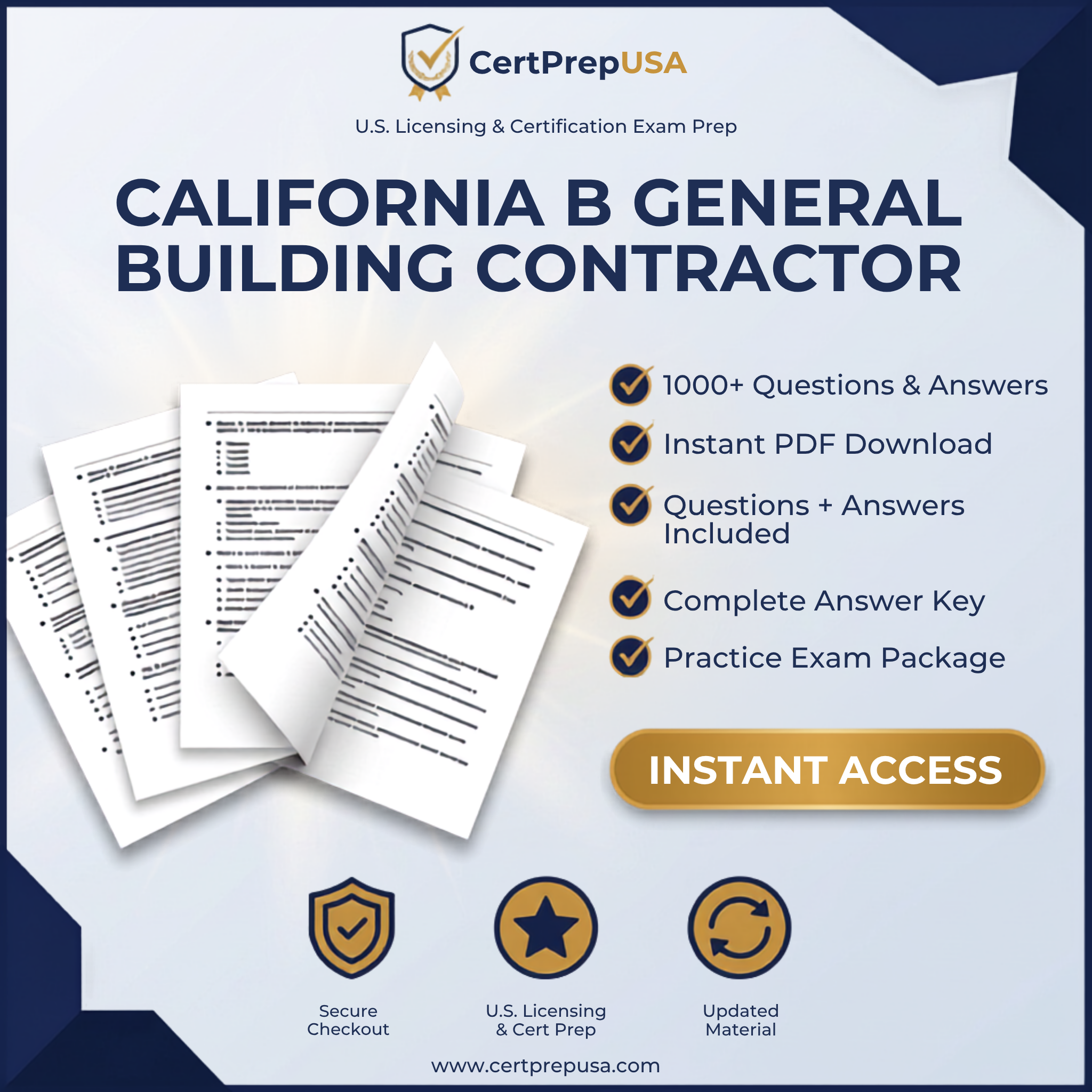 California Class B General Building Contractor Practice Exam – Instant PDF