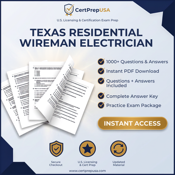 Texas Residential Wireman Electrician Practice Exam – Instant PDF