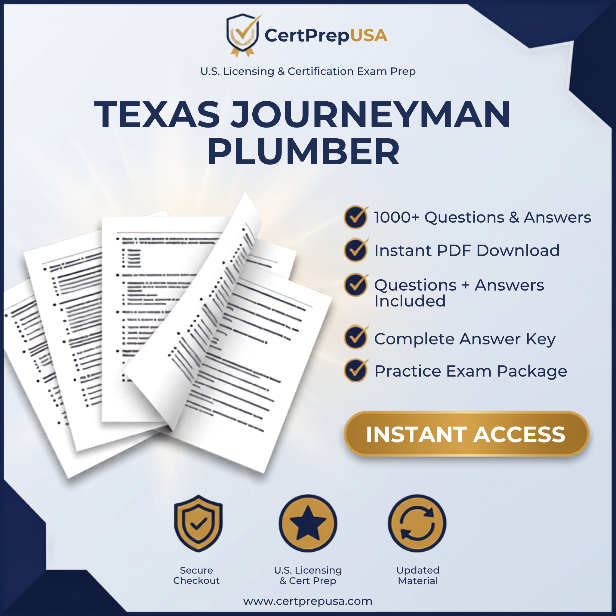 Texas Journeyman Plumber Practice Exam – Instant PDF Download