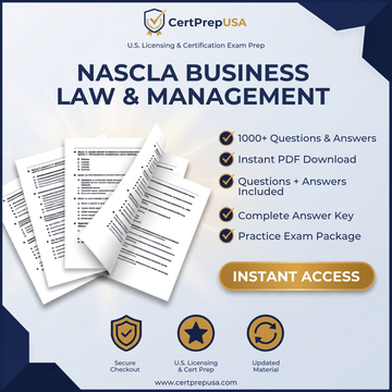 NASCLA Contractors Guide to Business, Law and Project Management Practice Exam – Instant PDF